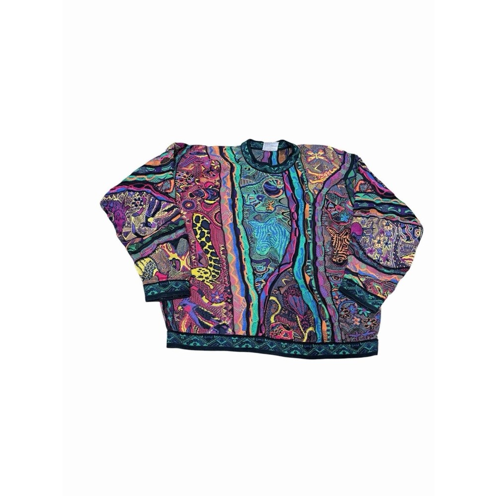 Rare Vintage COOGI Australia Zoo Animals Jungle 3D Knit Mercerized Cotton L - Picture 5 of 16
